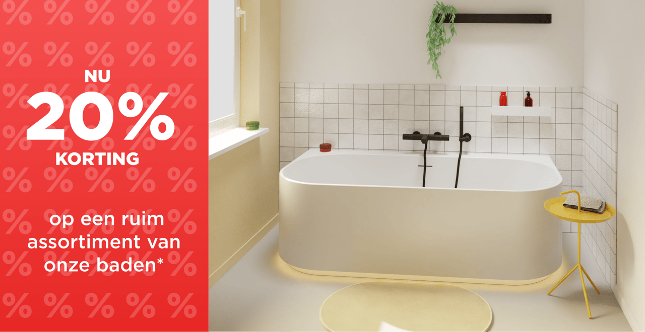 20% korting op een ruim assortiment baden